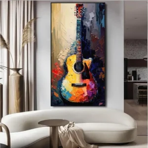 "Gitaar in Stilte" - Handgeschilderd Olieverfschilderij op Canvas