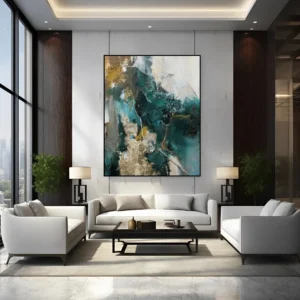 Abstract canvas schilderij met levendige kleuren - moderne kunst op doek