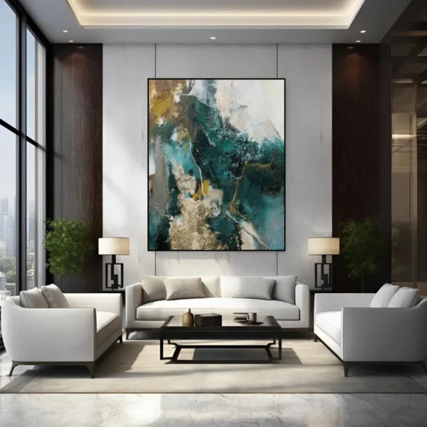 Abstract canvas schilderij met levendige kleuren - moderne kunst op doek