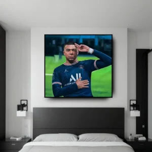 Handgemaakt olieverfschilderij "Dynamische Sportheld" van een krachtige sportman in actie met levendige kleuren